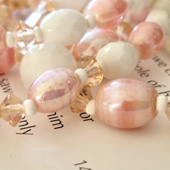 W Germany Chic Pink and Cream Multi-Strand Necklace - Picture 12 of 13